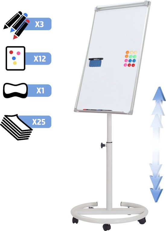 GoodVibes - Paperboard Mobile à Roues et Basis Ronde - Hauteur Réglable max  210cm - 60