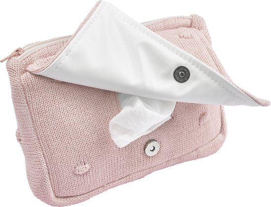 Product: Meyco Baby Mini Knots billendoekjesetui - soft pink, van het merk Meyco