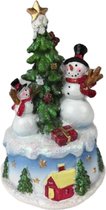 Kerst Muziekdoosje Sneeuwpoppen bij de Kerstboom - speeldoosje voor Kerst