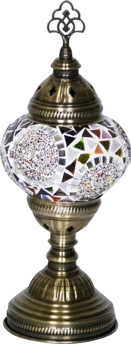 Oosterse mozaiek tafellamp - Paars/Mixcolour - Hoogte 30cm - Diameter bol(len) 13,5cm