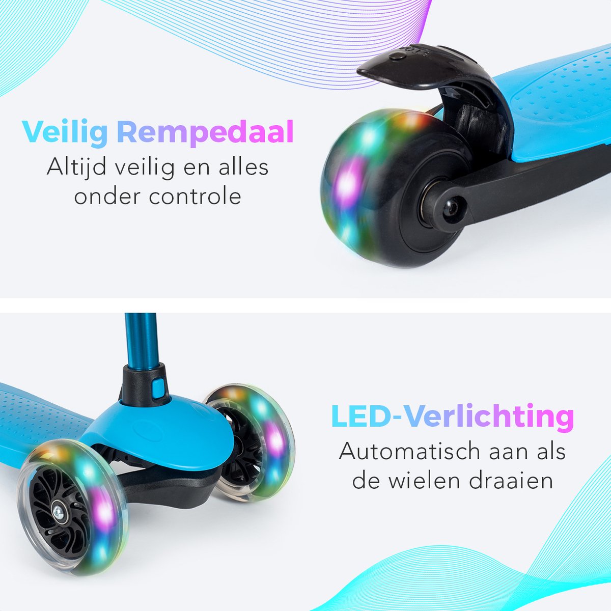 LifeGoods Kinderstep - Step 2-5 Jaar - 3 Lichtgevende LED Wielen - Hoogte Verstelbaar - Jongens/Meisjes - Blauw — afbeelding 9