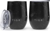 TIGR Cups - Gobelets - Gobelets isothermes - Acier inoxydable - Set de 2 - 350 ml - Marbre Zwart