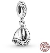 Fler® | 925 Sterling Zilver Bedels | Zeilboot bedel | Past op populaire bedel armbanden | armbandbedel | Varen | Reizen charm