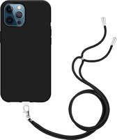 Cazy Soft TPU Telefoonhoesje met Koord - geschikt voor iPhone 12 Pro Max - iPhone 12 Pro Max Hoesje met Koord - Zwart