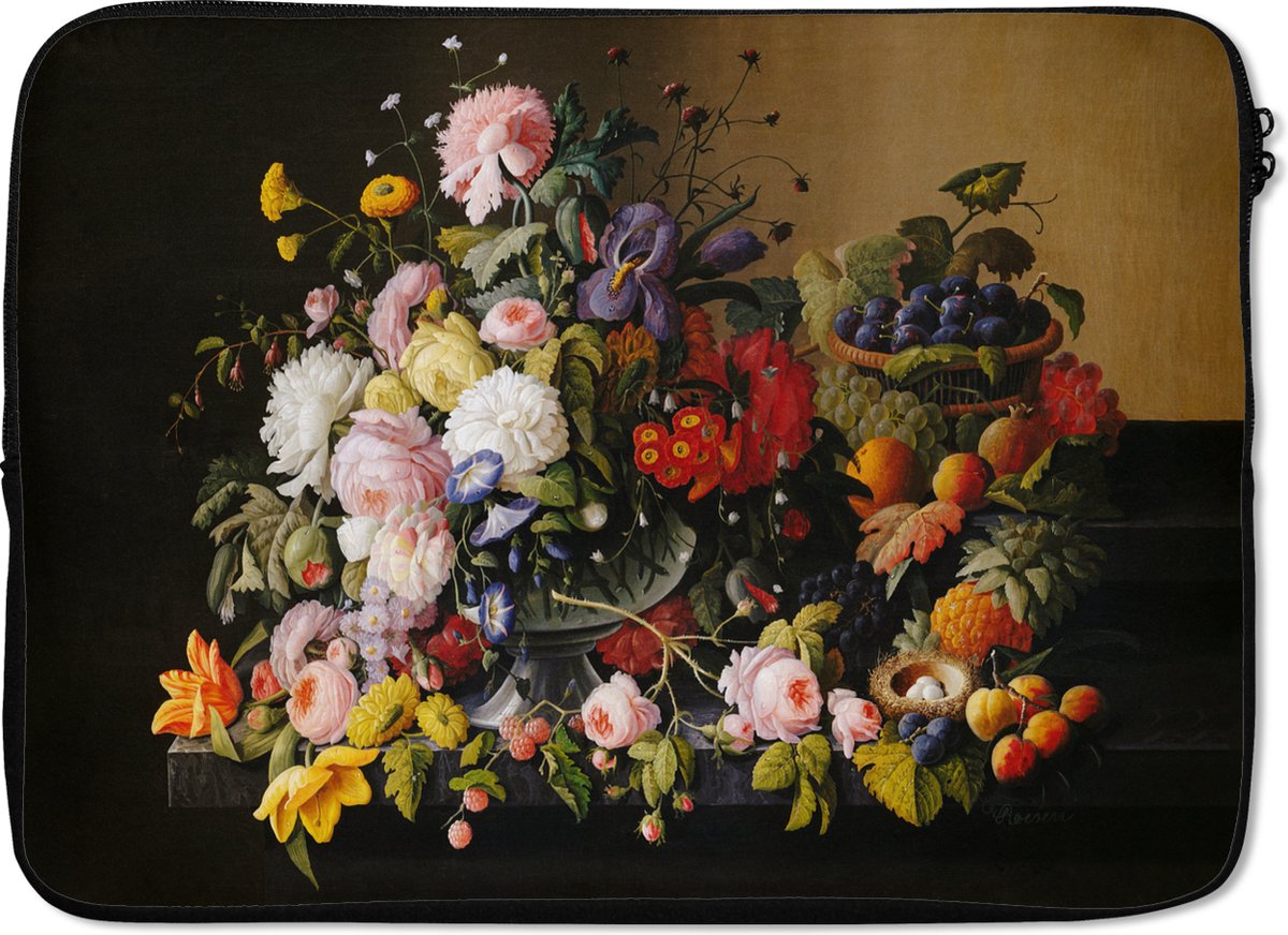 Laptophoes - Kunst - Oude meesters - Bloemen - Fruit - Stilleven - Laptop hoes - Laptop sleeve - Laptop - 14 Inch - Back to school spullen - Schoolspullen jongens en meisjes middelbare school - Macbook air hoes - Chromebook sleeve