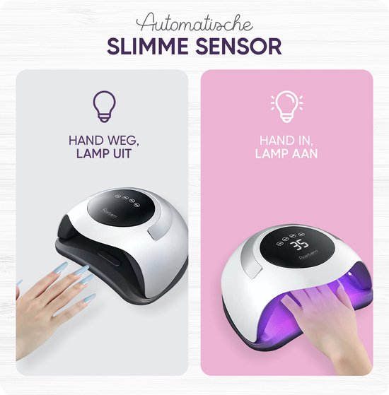 Rostem 120 Watt UV LED Nageldroger - Nagellamp - Perfect Uitgeharde Nagel Gellak - LED Lamp - Lange Snoer - Wit