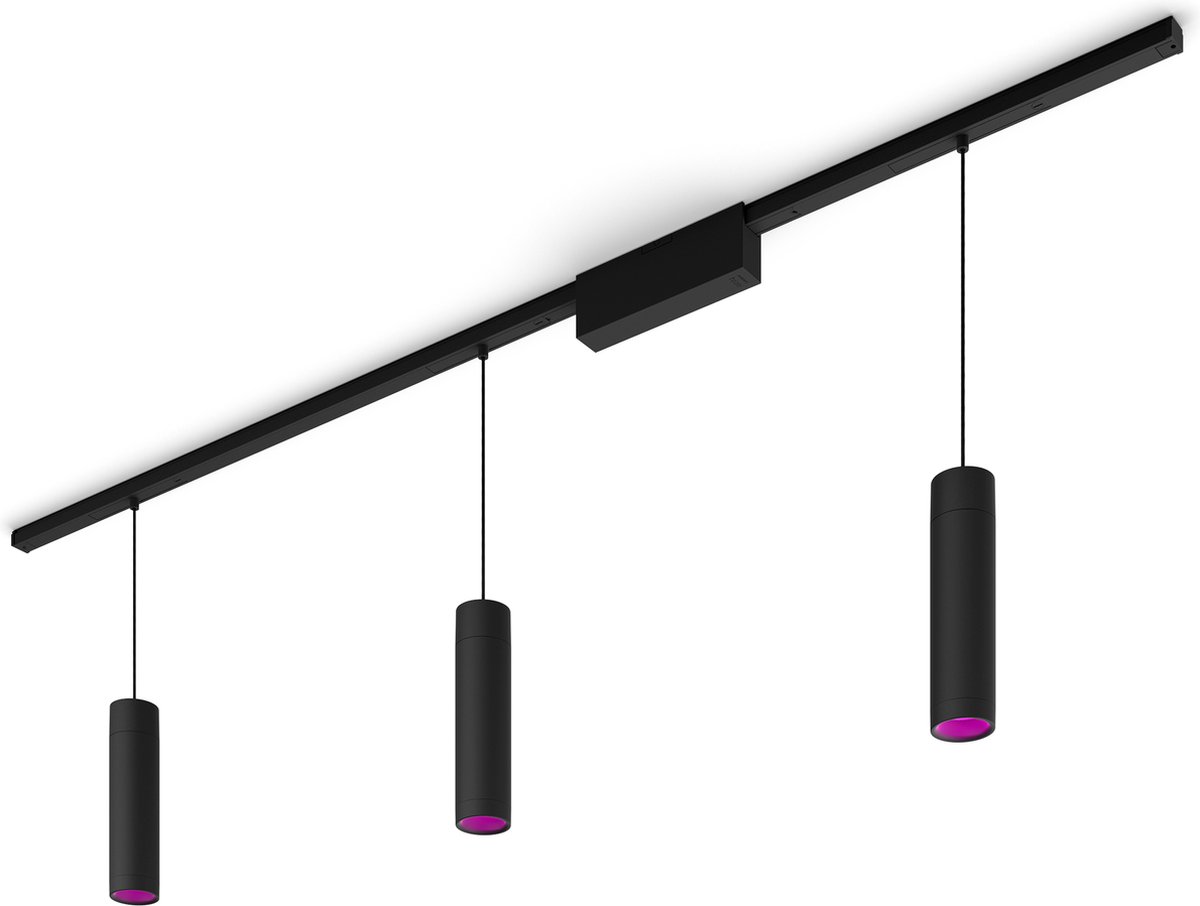 Philips Hue Perifo railverlichting plafond - wit en gekleurd licht - 3 hanglampen - zwart - basisset — afbeelding 2