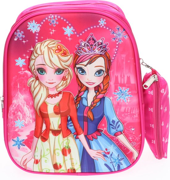 Foto: 3d meisjes schooltas rugzak roze 2 trendy vriendinnen print