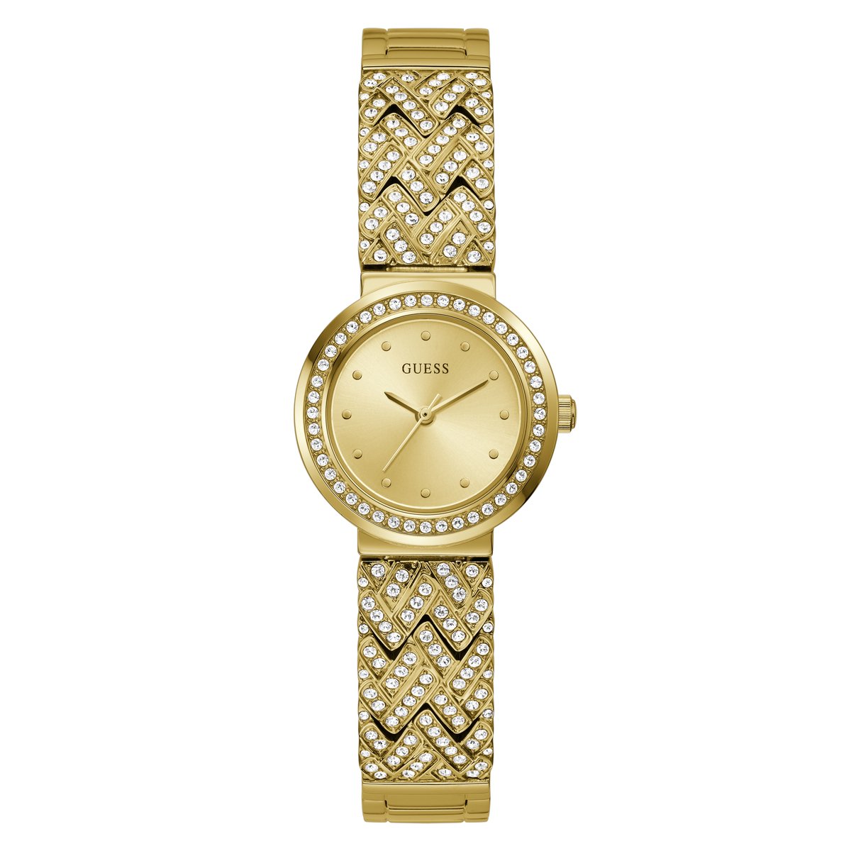 Guess Dames Horloge GW0476L2 Staal met Geelgouden Plating Quartz en Geelgouden Wijzerplaat met Zirkonia