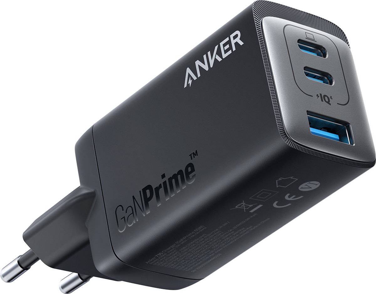 Anker 735 GaNPrime 65W Snellader USB/USB-C Adapter Telefoon/MacBook
