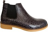 Leren schoenen- Heren Laarzen- Chelsea boots- Heren schoenen- Exclusief Stoere Mannen laarzen- Enkellaarsje 507- Leather- Zwart met grijs- Maat 40