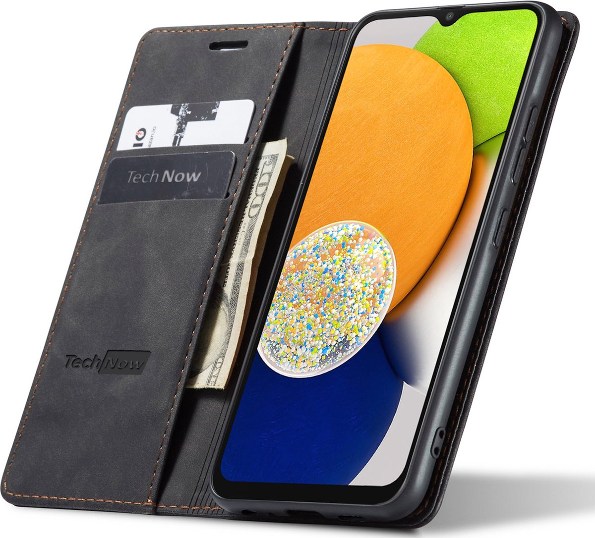Hoesje geschikt voor Samsung Galaxy A03 - Book Case Leer Slimline Zwart