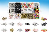 Joya Creative 1200+ perles de lettre et perles de coeur | Faire de la joaillerie pour les filles | 15 sortes différentes | Perles ABC dans une boîte de rangement
