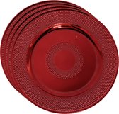 Assiettes de Noël - D33 cm - rouge - set 4x pièces - rond - plastique