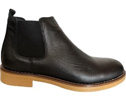 Leren schoenen- Heren Laarzen- Chelsea boots- Heren schoenen- Exclusief Stoere Mannen laarzen- Enkellaarsje 509- Leather- Zwart- Maat 44