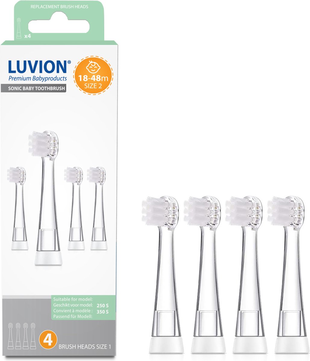 LUVION® Opzetborstel - 18 tot 48 maanden - Set 4 stuks - geschikt voor peuters - Luvion