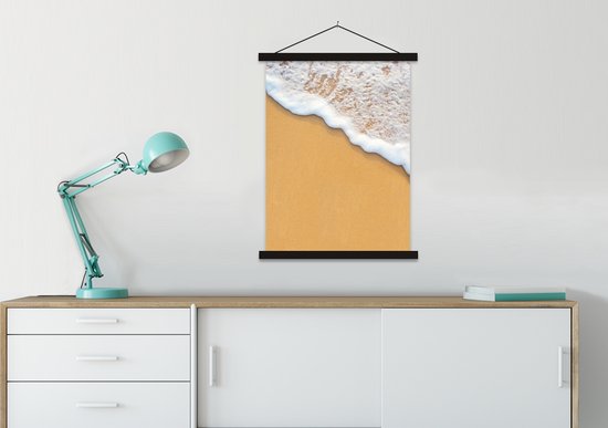 Porte-affiche avec affiche - Affiche scolaire - Plage - Water - Mer - Tropical - Été - 90x120 cm - Lattes noires