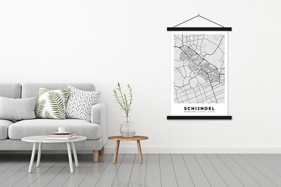 Porte-affiche avec affiche - Affiche scolaire - Schijndel - Carte - Plan d'étage - Plan de la ville - 120x180 cm - Lattes noires