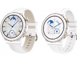 Darenci Smartwatch Snow Fit - Smartwatch heren -Activity Tracker- fit -Touchscreen -Bluetooth bellen -Bluetooth muziek -Met extra bandje -Horloge -Stappenteller -Bloeddrukmeter -Verbrande calorieën -Zuurstofmeter -Spatwaterdicht -Wit/Goud