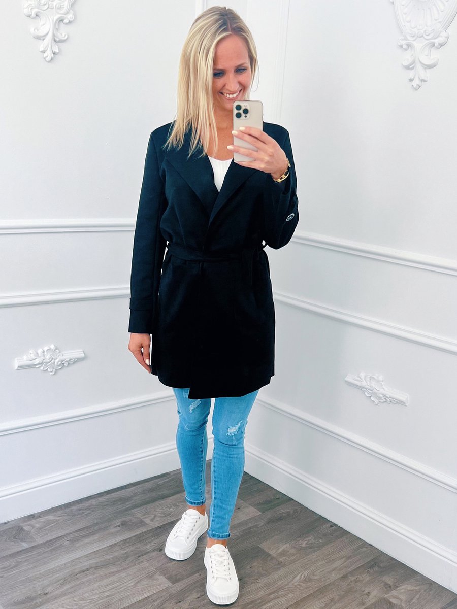Suede Mantel Zwart