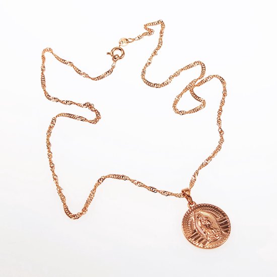 Ketting met Maagd Guadalupe Hanger - Rose Gold Plated - XUPING Sieradenset