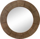 LW Collection wandspiegel bruin rond 80x80 cm hout - grote spiegel muur - industrieel - woonkamer gang - badkamerspiegel