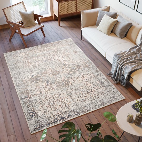 Beige - Oosterse - Tapiso - Woonkamer Vloerkleden
