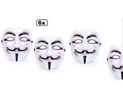 6x Masker Vendetta wit Halloween| film| themafeest |movie |griezel| vendetta |Guy| V |creepy