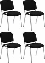 CLP Ken Set van 4 stoelen - Chroom - Stof zwart