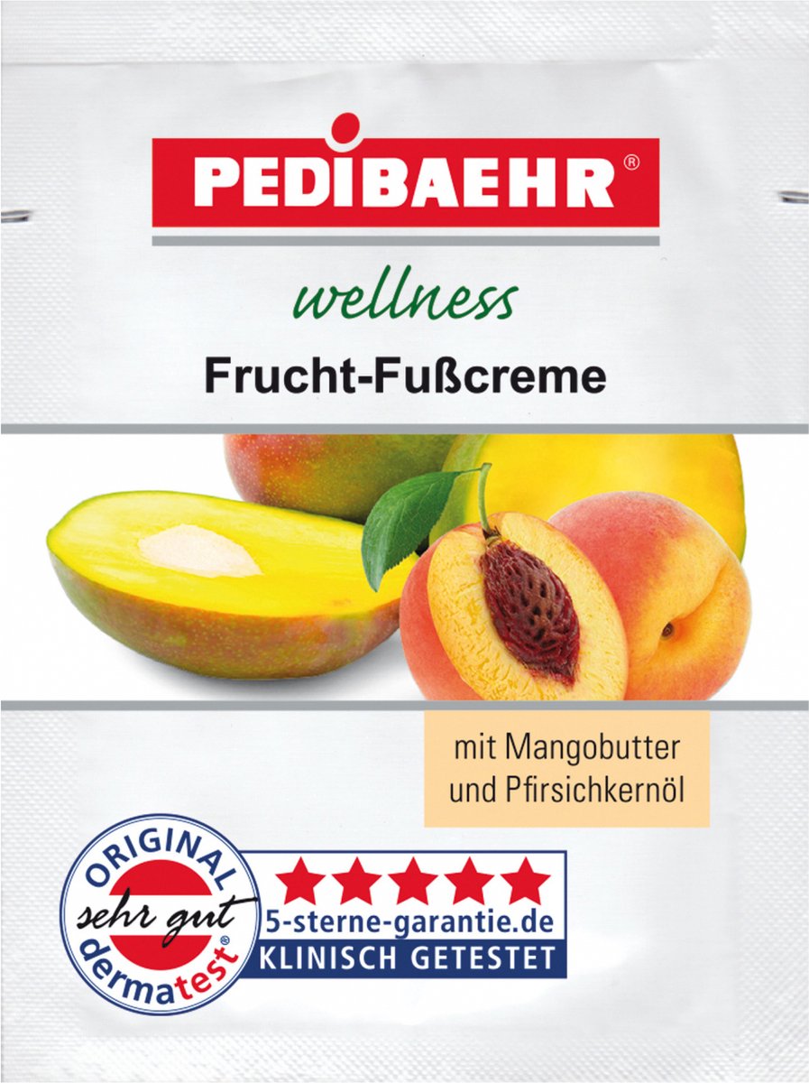 PEDIBAEHR - Voetcrème - Mango-Perzik - 10977 - Sachet 2ml - Wellness - Vegan -