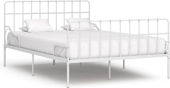 vidaXL - Bedframe - met - lattenbodem - metaal - wit - 120x200 - cm