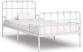 vidaXL - Bedframe - met - lattenbodem - metaal - wit - 90x200 - cm