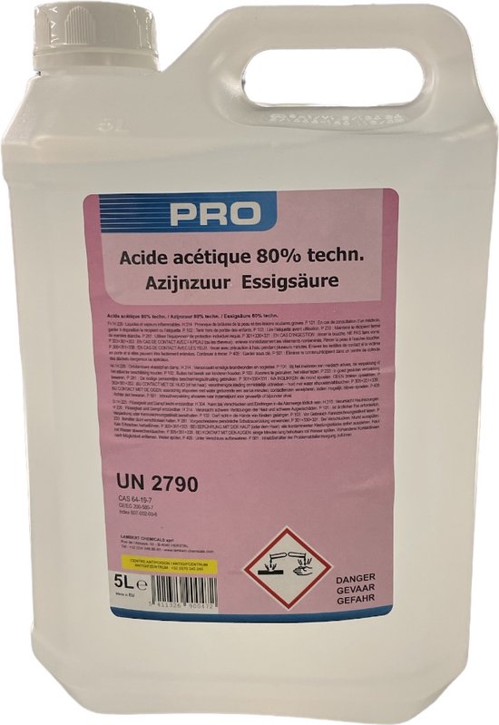 Lambert Chemicals Azijnzuur 80 % vol techn. - Zeer krachtige reiniger ...