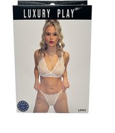 Luxury Play Unieke BH + String Lingerie Set - Wit - Small