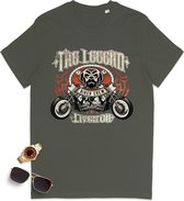 Heren t shirt met print - Motor Biker tshirt mannen - Maten: S t/m 3XL - Shirt kleur: zwart en khaki.