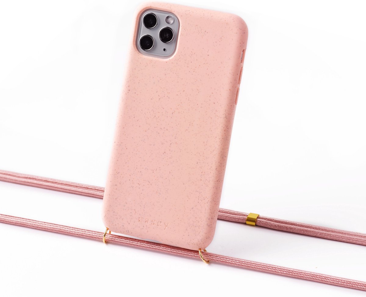 Apple iPhone 13 Pro duurzaam hoesje roze met koord pink
