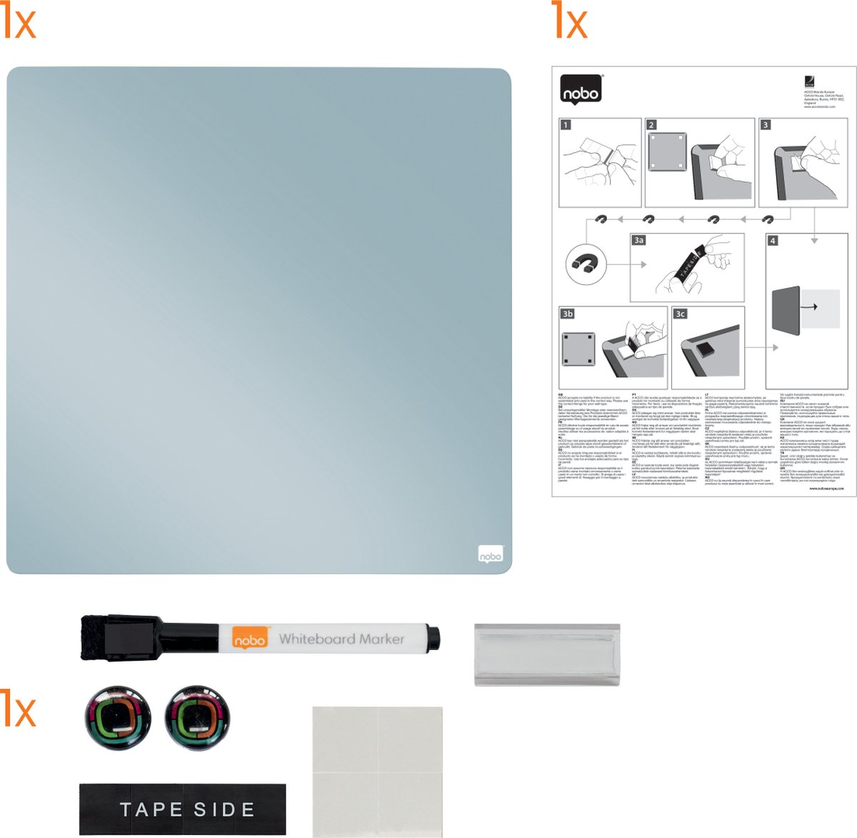Nobo Mini Magnetisch Whiteboard Tegel Gekleurd - 360mmx360mm thumbnail 5