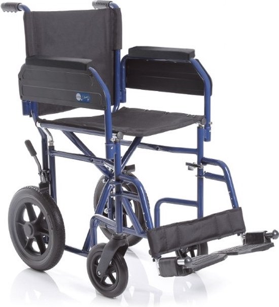 Moretti opvouwbare transportrolstoel - afneembare armleuningen en voetsteunen - blauw