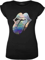 The Rolling Stones - Foil Tongue Dames T-shirt - S - Zwart