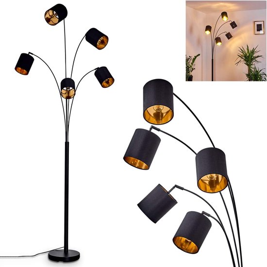 Staande Lamp Vloerlamp met zijleed licht, 64 inch bureau vloerlamp voor woonkamer hoek slaapkamer thuiskantoor vloerlamp (Color : Black