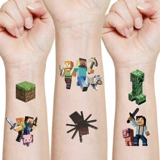 Minecraft tattoos Kinder,tattoo kinder jungen 4 Blätter Temporäre Tattoos  Set Wasserdichte Kindertattoos Aufkleber, Mädchen für Geburtstagsfeier  Partydekoration Stickers : Amazon.de: Spielzeug