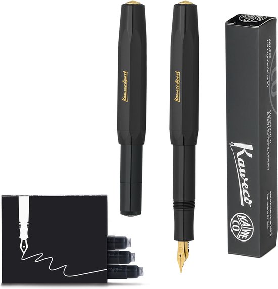 Kaweco - Vulpen - CLASSIC SPORT ZWART Fountain Pen - Medium - Doosje Vullingen