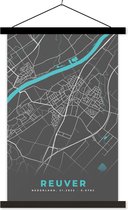 Porte-affiche avec affiche - Affiche scolaire - Reuver - Carte - Plan de la ville - Carte - 40x60 cm - Lattes noires