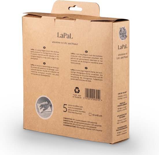LaPal gerecycled Microvezeldoeken 40x40cm 5 stuks — afbeelding 3