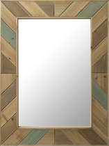 LW Collection wandspiegel bruin rechthoek 60x80 cm hout - grote spiegel muur - industrieel - woonkamer gang - badkamerspiegel - muurspiegel slaapkamer houten rand - hangspiegel met luxe design