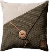Knit Factory Barley Sierkussen - Groen - 50x50 cm - Kussenhoes inclusief kussenvulling