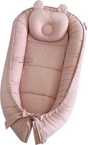 Jaju Baby - Babynestje en Hoofdkussen - Organische Katoen - Antibacterieel Babynestje - Anti-Allergisch Babynestje - Poeder - 74 x 40 cm