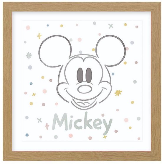 Ingelijste Print Mickey Mouse 40x40cm