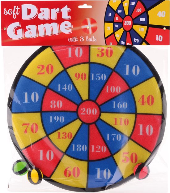 Klitteband dartspel met 3 ballen +/ 36 cm