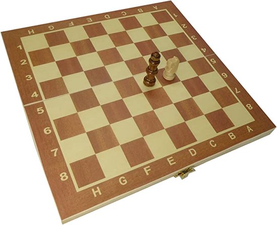 Thumbnail van een extra afbeelding van het spel 3 in 1 draagbare opvouwbare houten set van schaak backgammon en dammen 34 x 34 cm